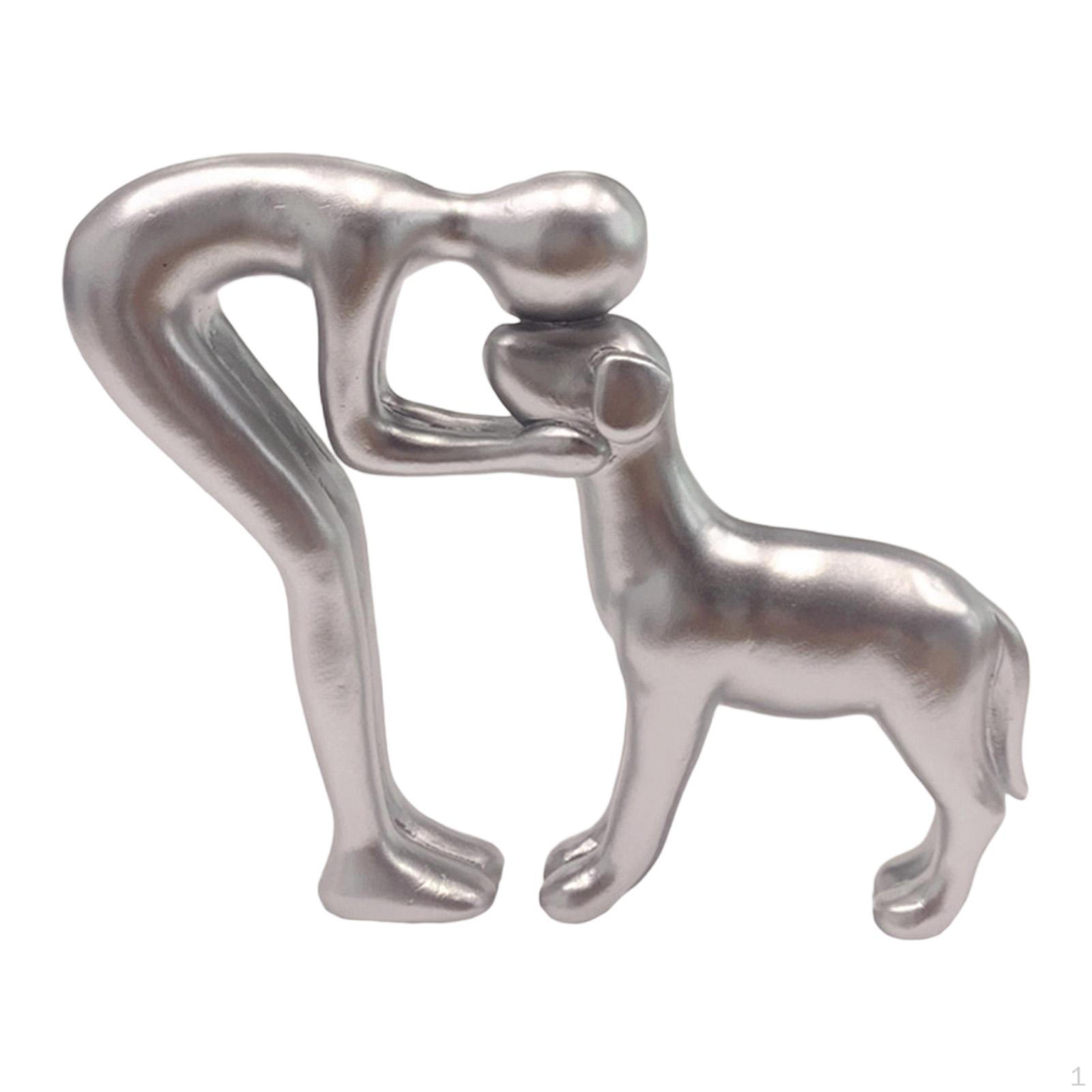 

Фигурка человека и собаки, Скульптура из смолы, Уникальный подарок для , Украшение, Статуэтка Офис, Вечеринка, Silver