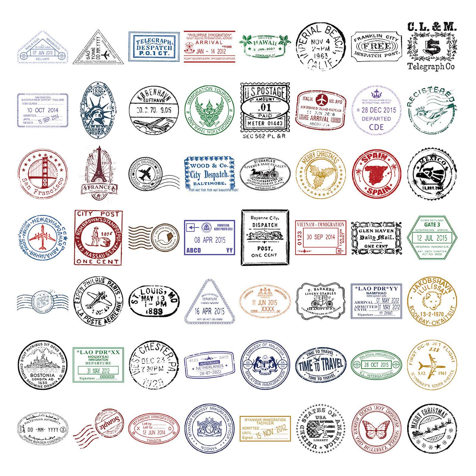 

60 листов прозрачных ретро-наклеек с почтовыми марками для DIY-дневников, гитар, скейтбордов и украшения чемоданов