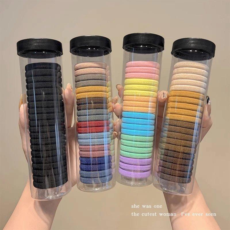 Canned 20 rubber bands women's seamless high elastic hair band horsetail durable hair rope black hair towel ring