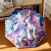 1pc Unicorn Twins Umbrella Portable Folding Umbrella Iron Frame Hole Bone Structure Outdoor Home Umbrella
