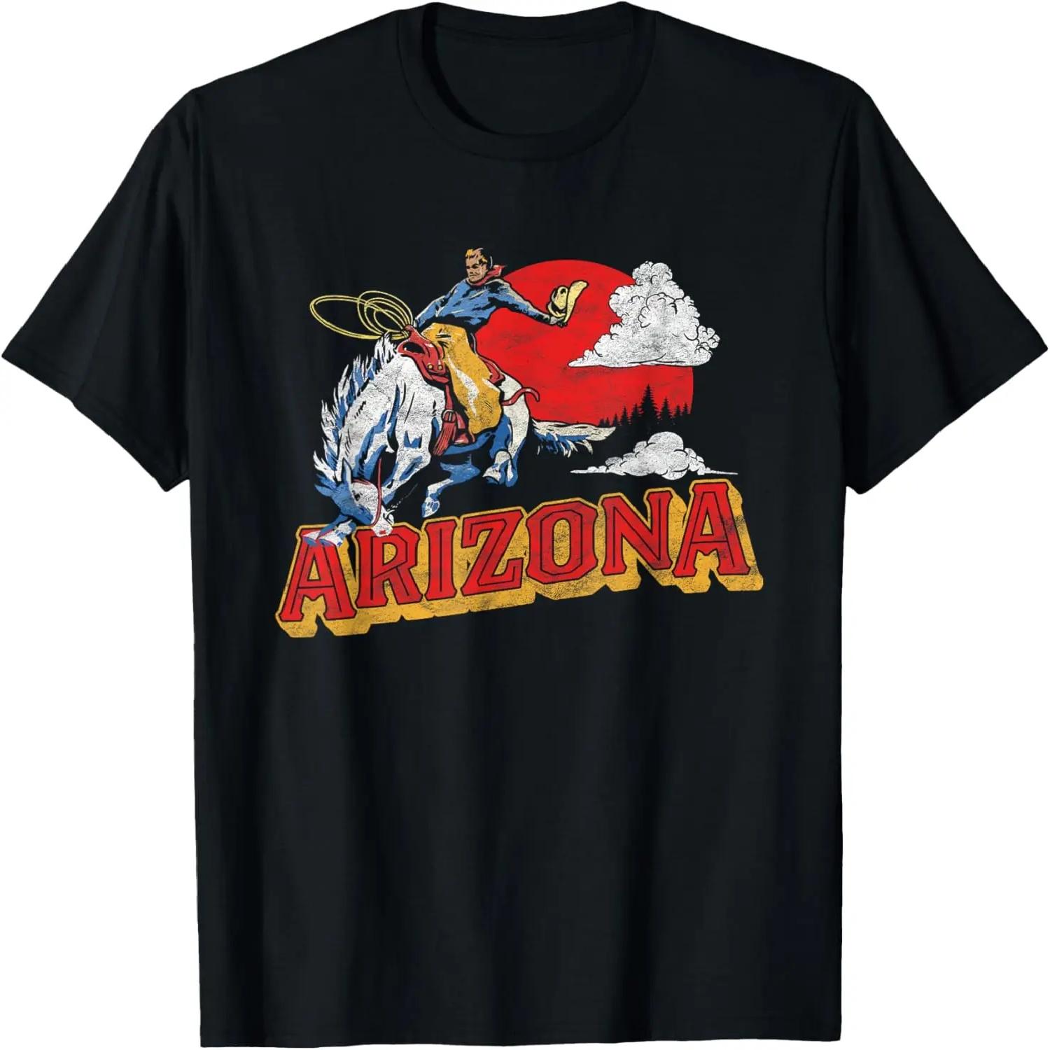 

Arizona Retro Bronco Riding Cowboy Vintage Graphic T-Shirt XXXXXL чорний