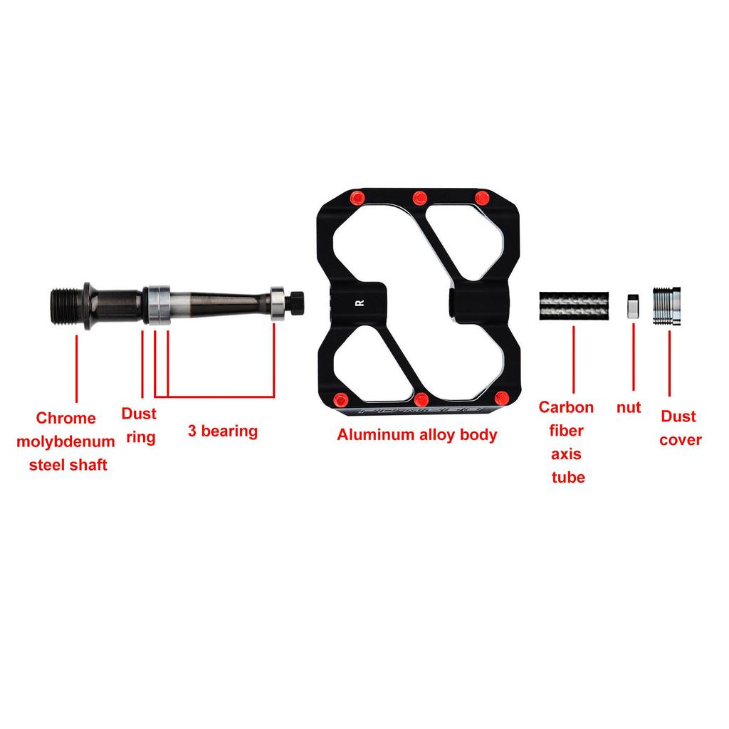 2PCS Road Bike Pedals Aluminum Alloy Anti Slip Lightweight Flat Platform Pedals for Mountain Bike Black