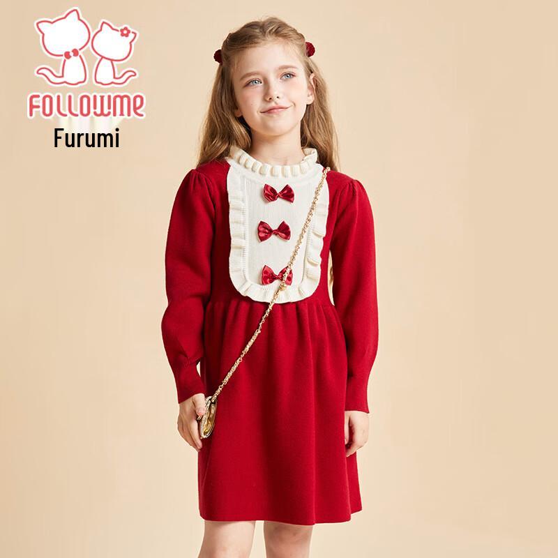 Fuluomi Girls Sweet Princess Knit Dress 140