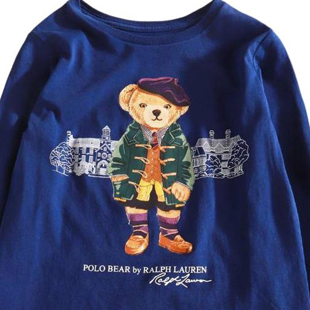 Polo Ralph Lauren T-Shirt Animal Print Pullover Round Neck Long Sleeve Kids tops Blue 313951081-001