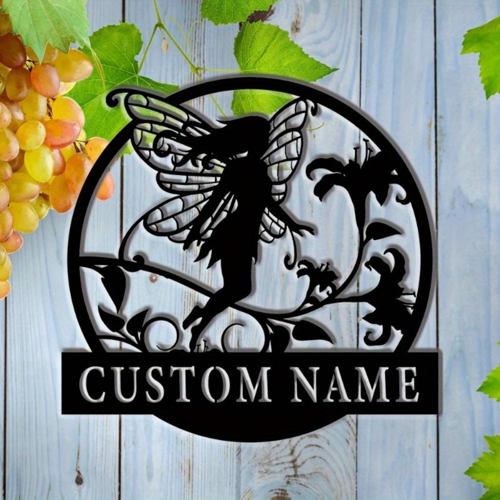 Customizable Fairy Metal Surname Sign 1pc Black Iron Art Hot Sale for Home Living Room Outdoor Patio Decor