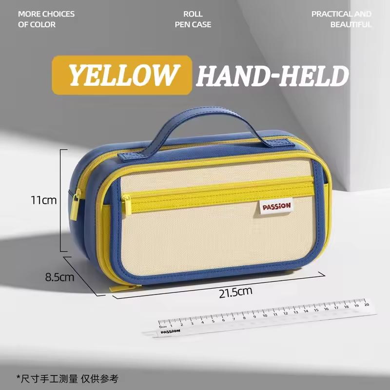 

Oxford Pouch Bag Spacious Handbag Pen Box Stationery Organizer Minimalist Zipper Pencil Case For Travel Office School жёлтый