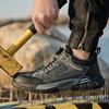 Men's Industrial Safety Shoes Steel Toe Anti-Puncture Kevlar Fashionable Button Detail Anti-Slip Sole Comfort Work Boots
