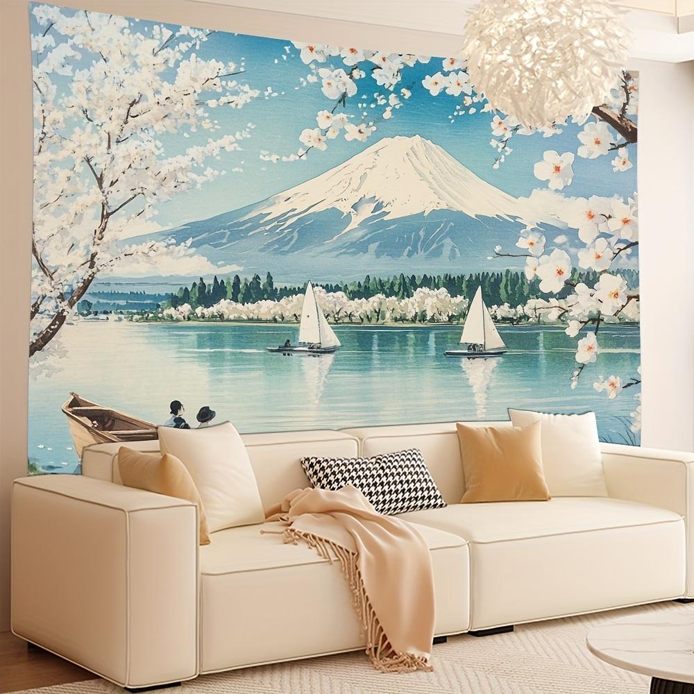 Mount Fuji Sailing Ship Digital printing polyester wall hanging tapestry decorative Living room bedrooms Office background gift