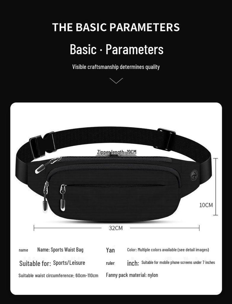 Men's Durable Waterproof Waist Bag - Large Capacity, Versatile, and Wear-Resistant for Work and Sports.