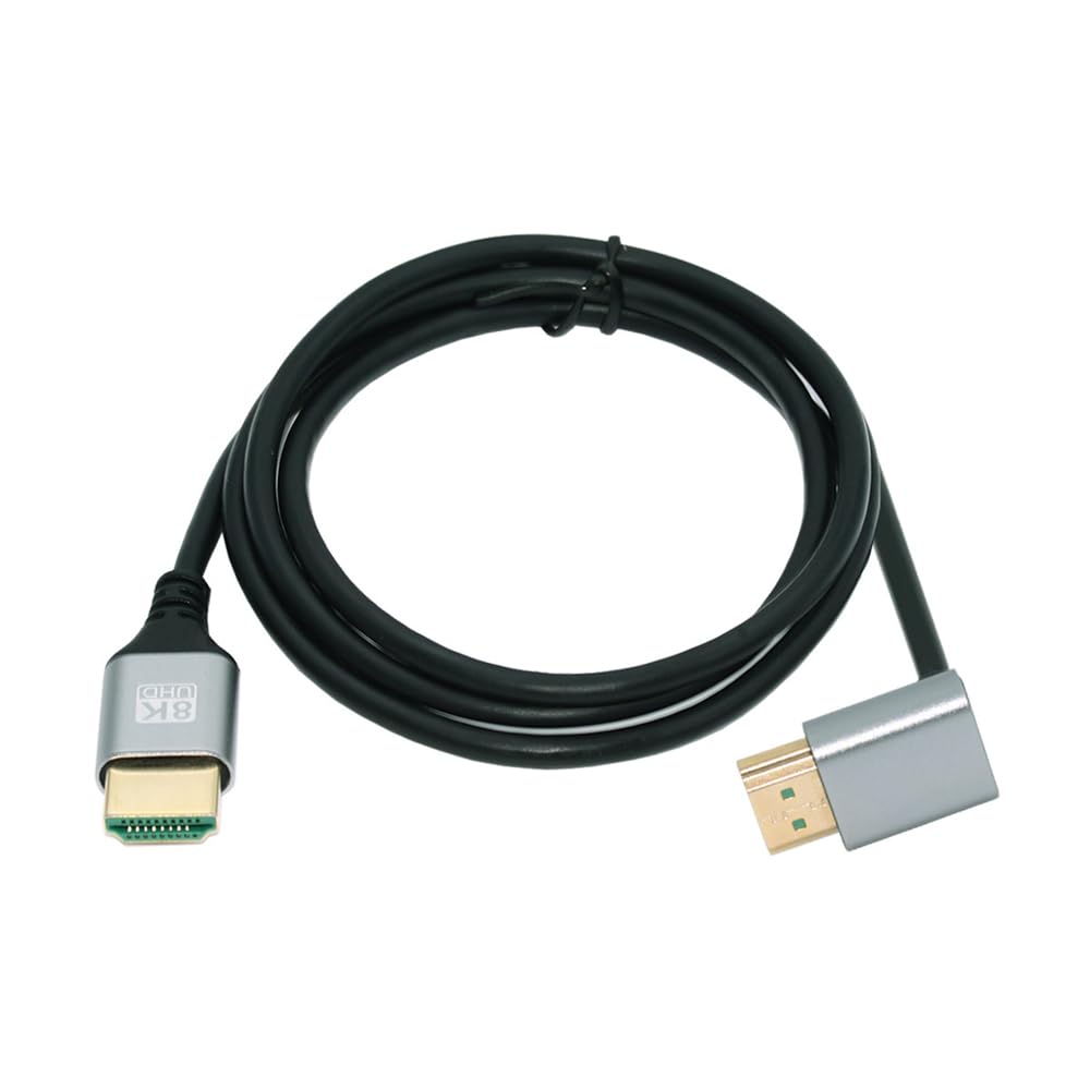 xiwai 8K HDMI HDTV Hyper Slim Cord with Up Male to for and Home Theaters 2.1 Ultra-Thin Cable, 0.5m, 4K, Flexible, 90-Degree Angle, Type-A Male,