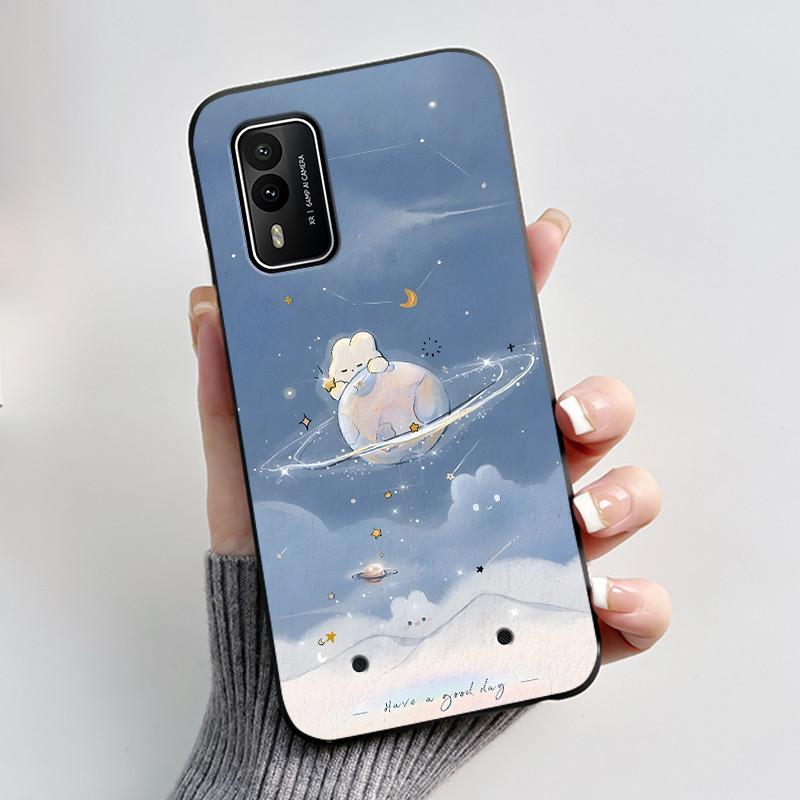 Casing For Nokia XR21 Case Aesthetic Fashion Cute Cat Astronaut Cartoon Black TPU Silicone Soft Shockproof Phone Case Back Cover