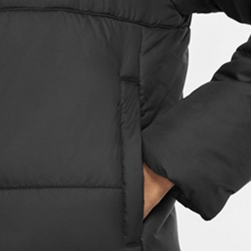 Nike Značka na zip Potisk loga Oboustranná Jednobarevná Bavlněná bunda s kapucí Dámské bundy Černá CD9044-010