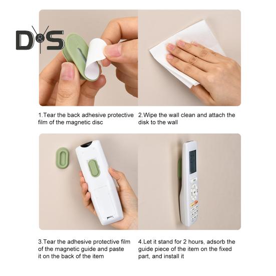 4 Pairs Magnetic Remote Control Holder Easy To Install Self-Adhesive Wall Mount Remote Control Organizer