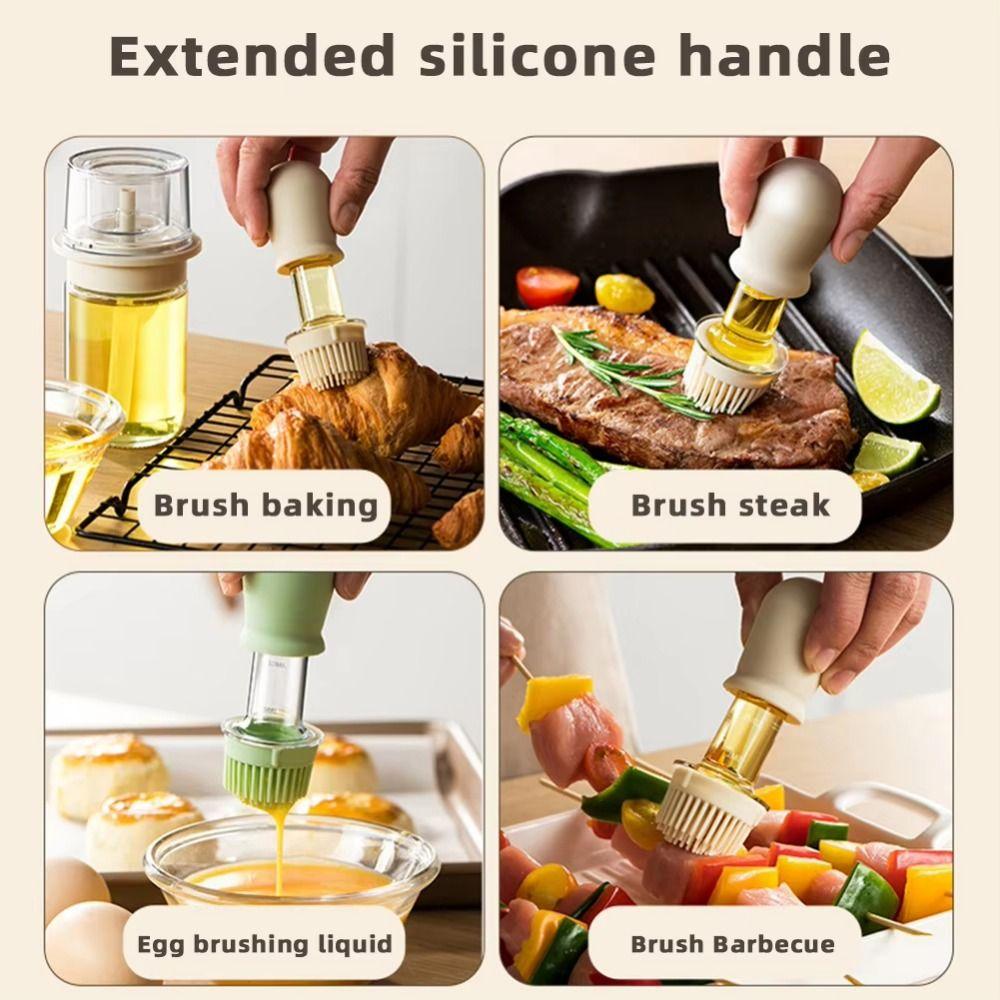 Heat Resistant Oil Dispenser Bottle 2 in 1 Oil Brush Bottle Non-Drip Barbecue Spray Bottle  Kitchen