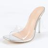 Mode PVC Transparent Schnallenriemen Eckige Zehenpartie Damen Sandalen Sexy Dünne Hohe Absätze Stripper Pumps Sommerschuhe