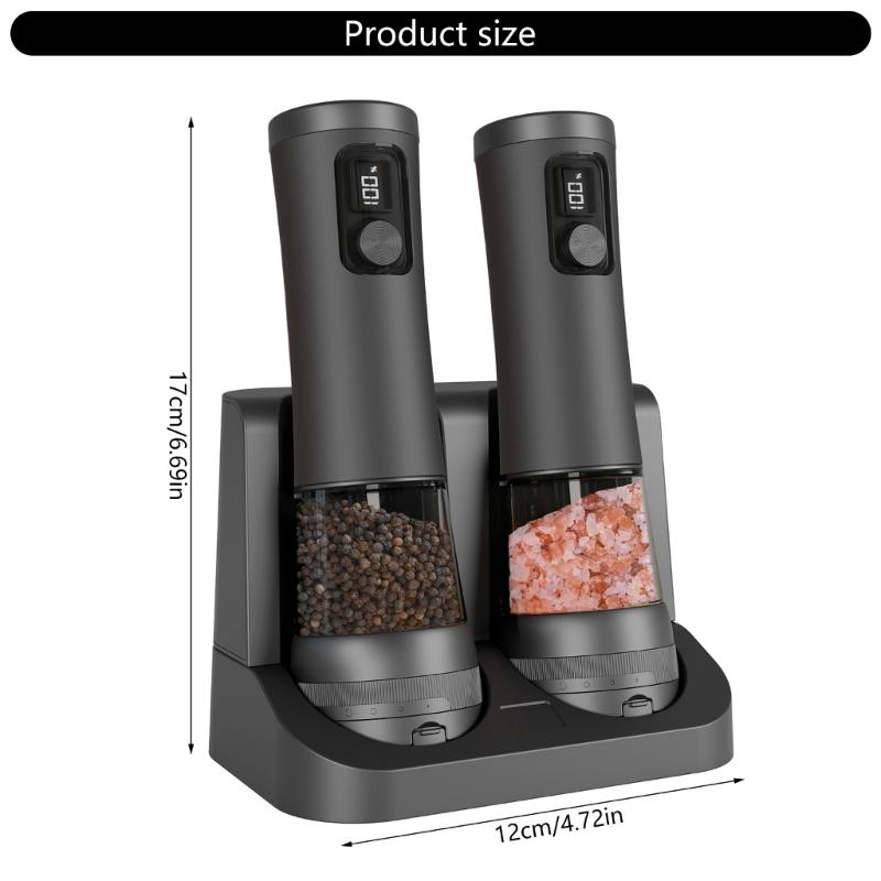 USB C Rechargeable Electric Salt Pepper Grinders With 100ml Large Capacity Clear Window And Dustproof Base For Kitchens