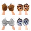 Furry Costume Gloves With Animal Claw Design Fingerless Winter Plush Gloves For Quick Wear At Parties And Outdoor Event