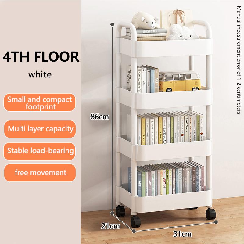 3/4-Tier Storage Cart,Multifunction Utility Rolling Cart Kitchen Storage Organizer,Mobile Shelving Unit Cart with Wheels for Bat