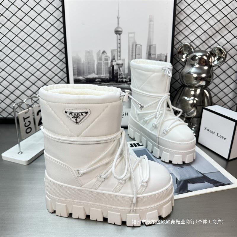 Classic Triangle Standard Thick-soled Warm Short Snow Boots Women's 2 Winter New Casual Straps Muffin Cotton Boots Hair