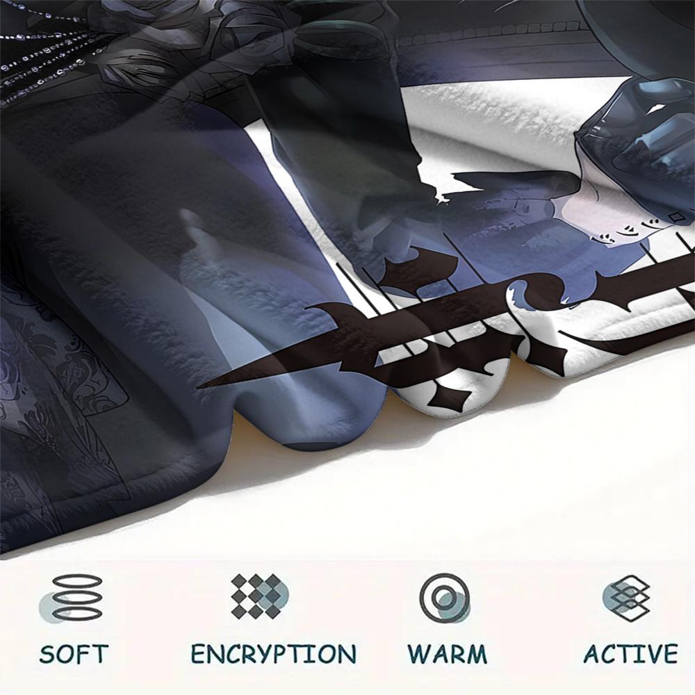 1PC Black Butler Print Flannel Blanket, High Quality All Seasons, Home Decor, Warmth and Comfort, Perfect for Christmas Gifts