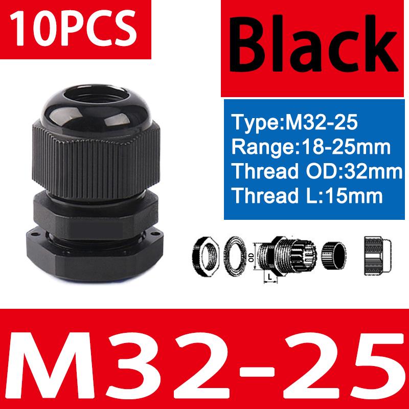 10pcs Waterproof Cable Gland M8 M12 M16 M20 M25 M32 M40 Black Plastic Seal Joint Nylon  IP68 White Cable Fixing Nylon Connector