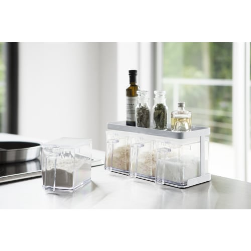 Yamazaki Kitchen Storage, Seasoning Storage, Wide Rack, Tower, White, 3278
