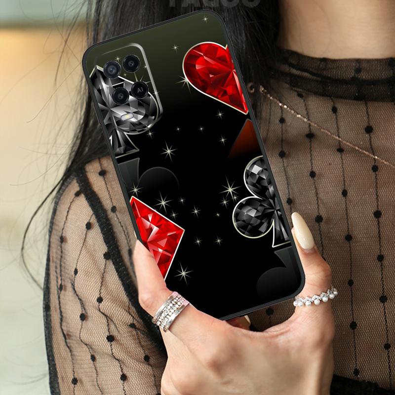 Ace of Spades Poker Case For Oppo A16 A76 A96 A17 A18 A60 A80 A40 A38 A58 A78 A98 A94 A74 A54 A15 A57 A77 A5 Pro