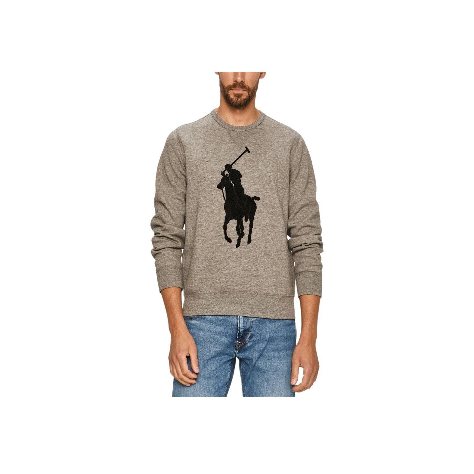 

Polo Ralph Lauren FW23 Свитшот с вышивкой логотипа Big Pony, с круглым вырезом и длинными рукавами, мужской, серый 710766862-013 S