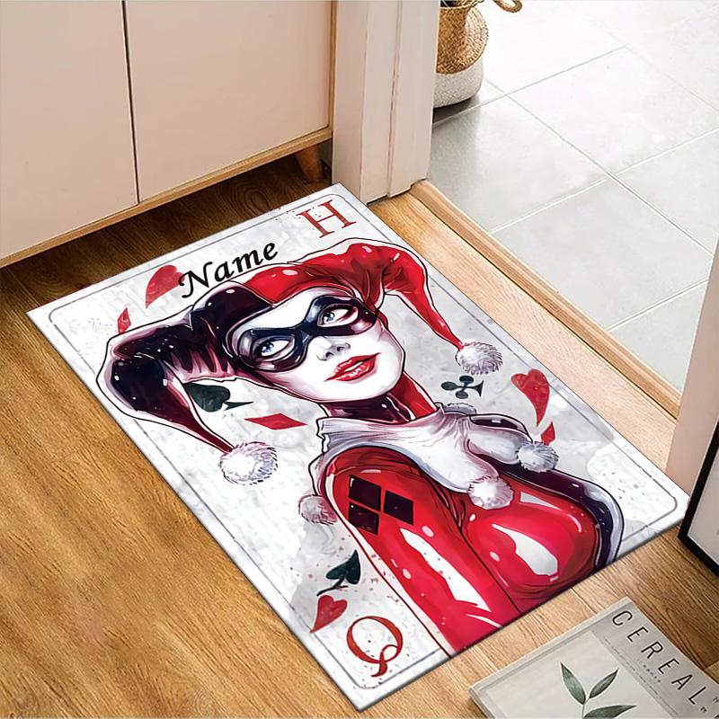 Custom Name Harley Card Rug Game Carpet, Floor Mat for Bedroom Living Room Entryway Rug, Home Decor Idea Gift for Christmas birthday