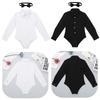 Çocuk Boys Tek Parça Latin Papyon Romper Dans Gömlek Üst Leotard Bodysuit Balo Salonu Dans Kostüm
