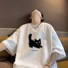 Unisexs Oversized Tshirts Cotton T Shirt White For Unisex Casual Summer Wear Cat Anime Print Fashion Tee Shirts Unisex Clothing