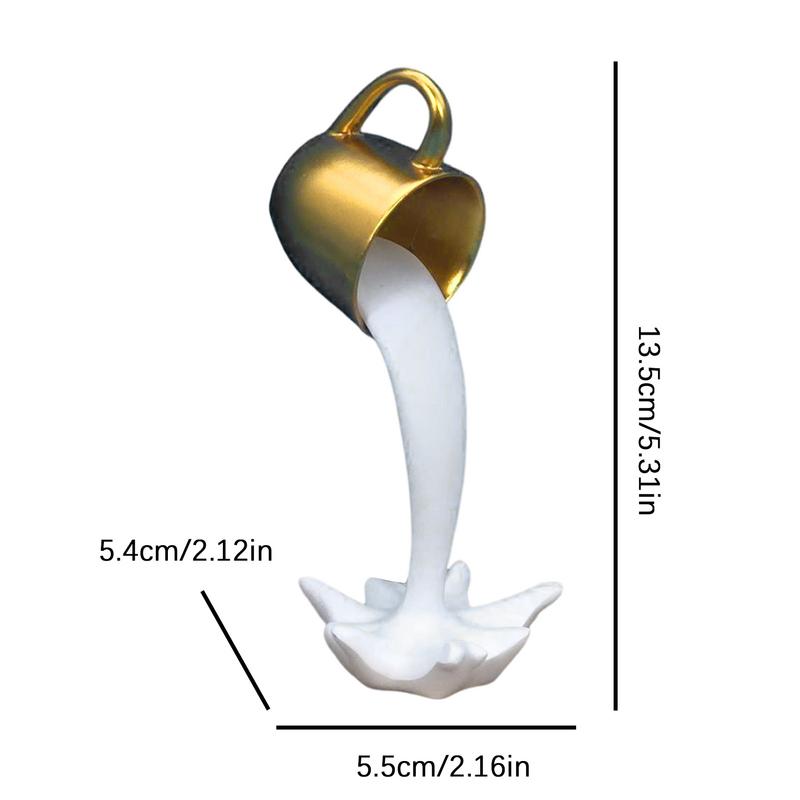 Spilling Coffee Cup Sculpture Coffee Cup Ornament 3D Effect Unique Creative Pouring Liquid Coffee Mug For Kitchen Bedroom