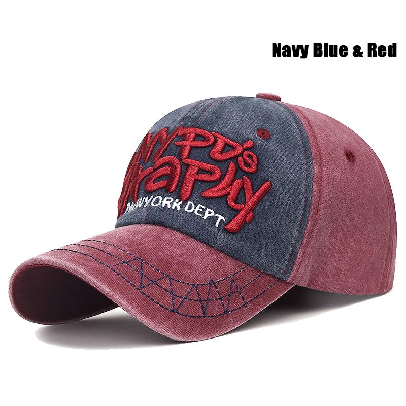 New Fashion Unisex Three-Dimensional Letter Embroidery Design Washed Distressed Craft Cotton Baseball Cap Trucker Caps