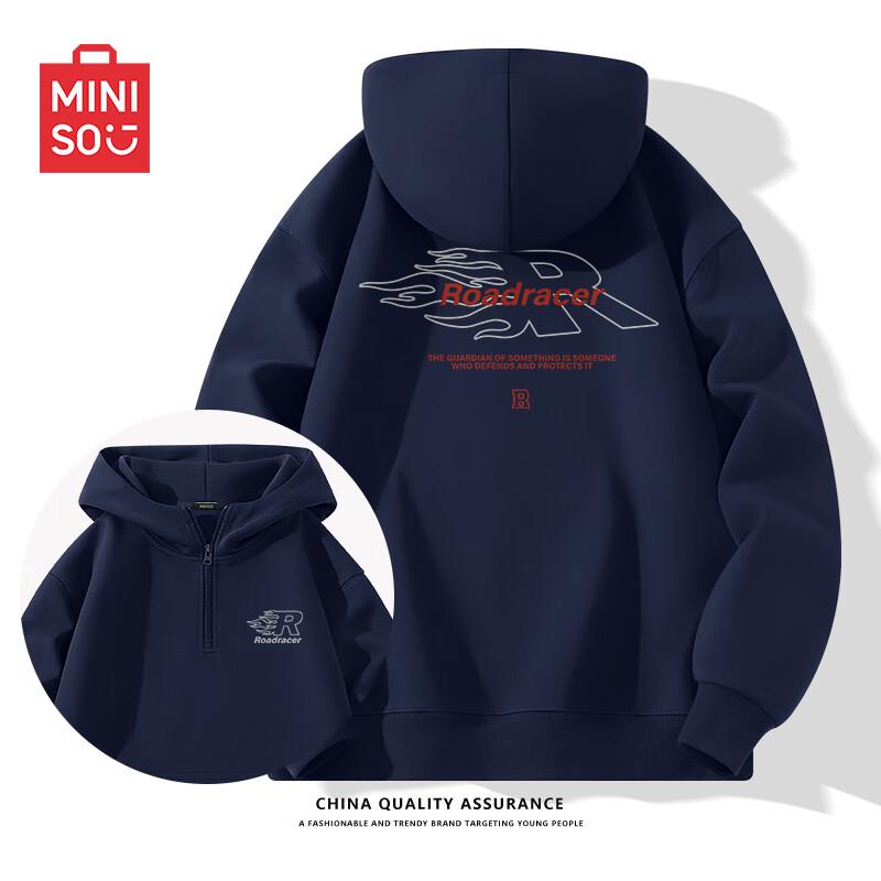 

MINISO Men s Heavyweight Half-Zip Hooded Sweatshirt L