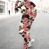 Men Print Two Piece Outfit Crew Neck Sweatshirt Drawstring Jogger Pants Casual Daily Tracksuit Set