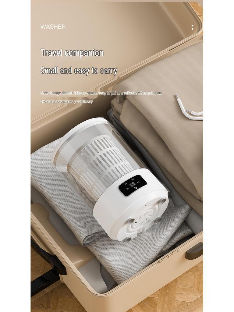 4L Portable Mini Washing Machine: Foldable, Rechargeable, Compact Washer for Underwear, Baby Clothes, Socks, and Dorm Laundry.