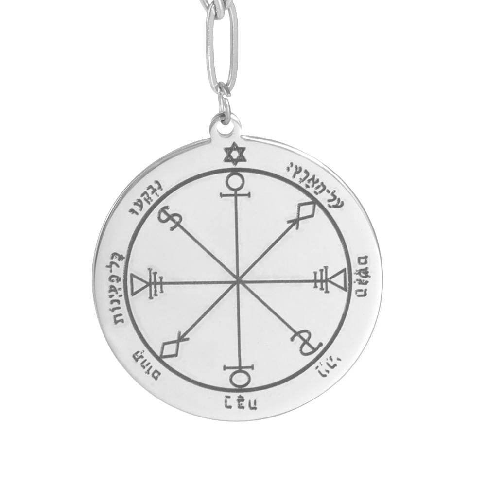 Dawapara Key of Solomon Seal Pendant Necklace for Women Double Layer Chain Stainless Steel Pentacle Talisman Religious Jewelry steel color