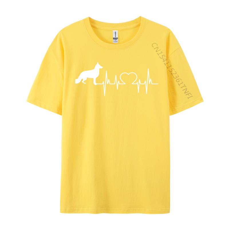 Gerunisex Shepherd Dog Gsd Heartbeat Printing TShirt Normal Coupons Male Valentine Day Tops Shirt Normal TShirt Premium Cotton