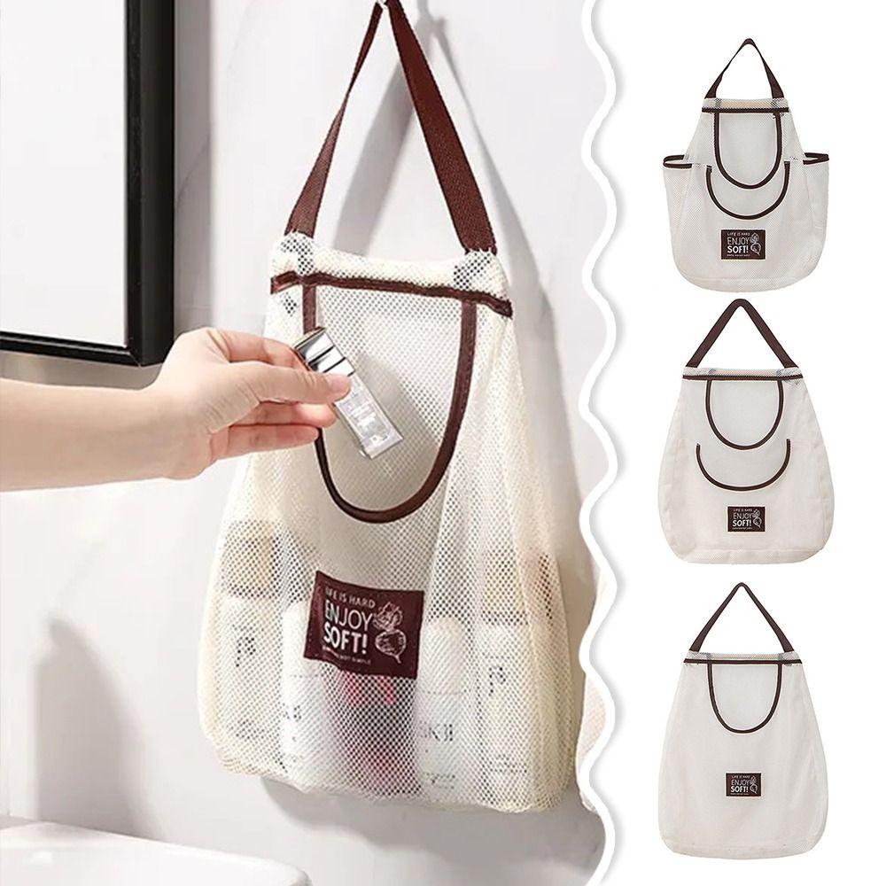 Hollow Vegetable Storage Bag Widen Handle Kitchen Mesh Bag Underwear Socks Hanging Bag  Home
