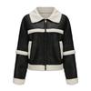 Womens Faux Leather Suede Jacket Winter Warm Lined Casual Windproof Coat Loose Fit