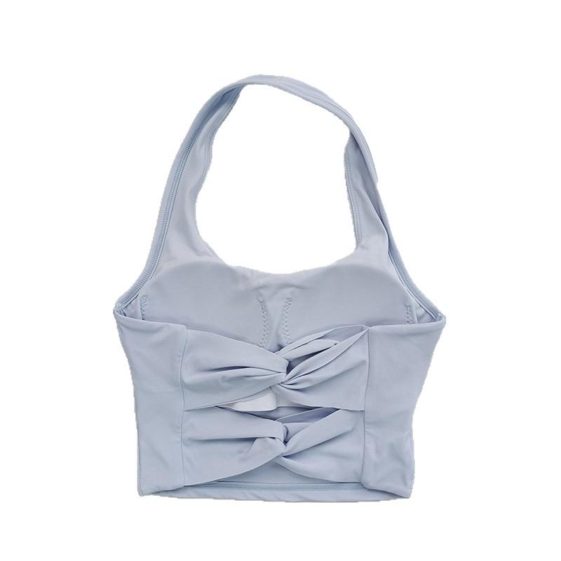 Shockproof Butterfly Knot Halter Backless Yoga Tank Top with Fixed Cups