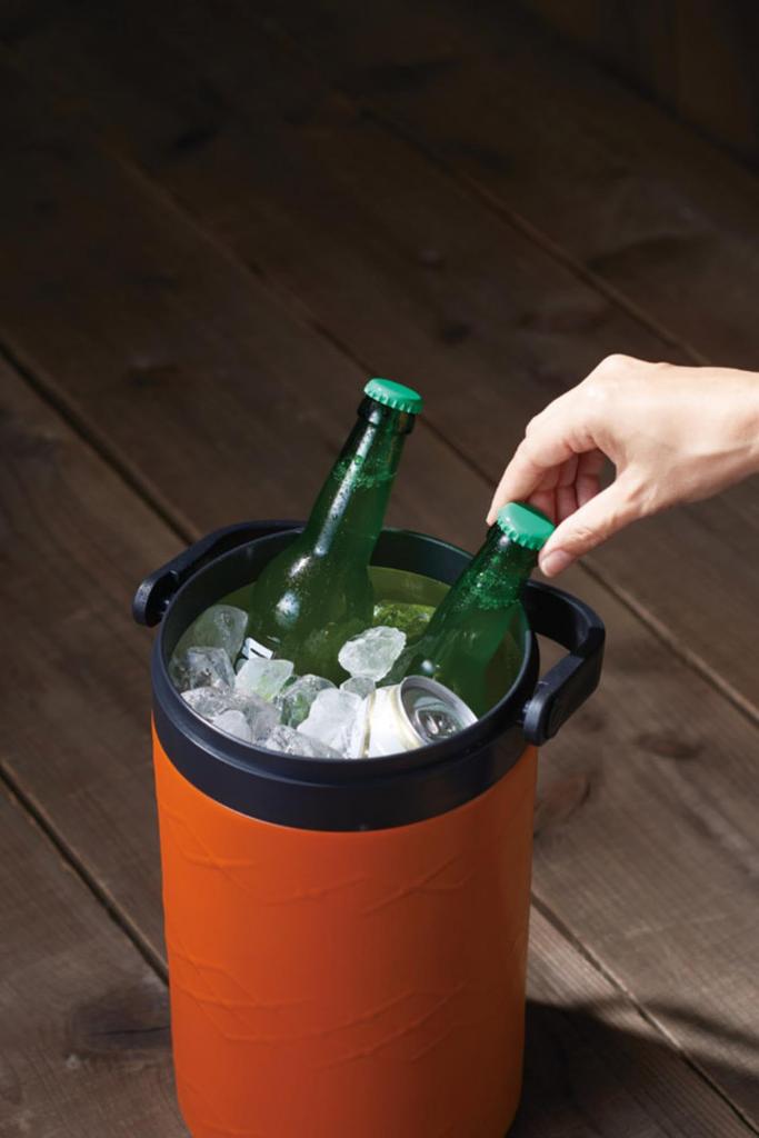 CAMPS Cooler Cylindrical Ice Large Capacity Vacuum Keeps Ice Hot Stainless Family Cooler Box, Container, 5.5L, Vertical, Double-Layer Wall, & Cold,