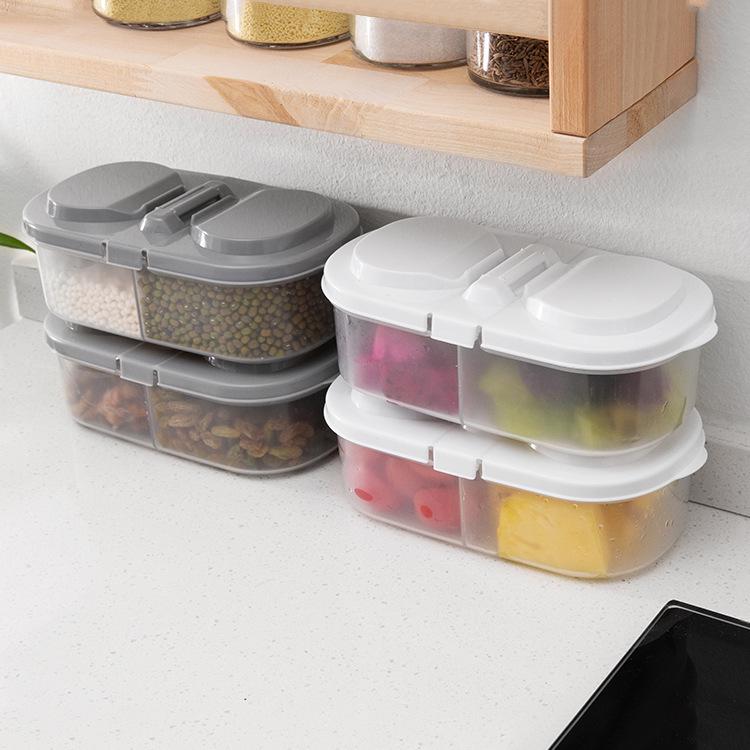 Double-Compartment Buckle-Seal Storage Jar for Kitchen Organization
