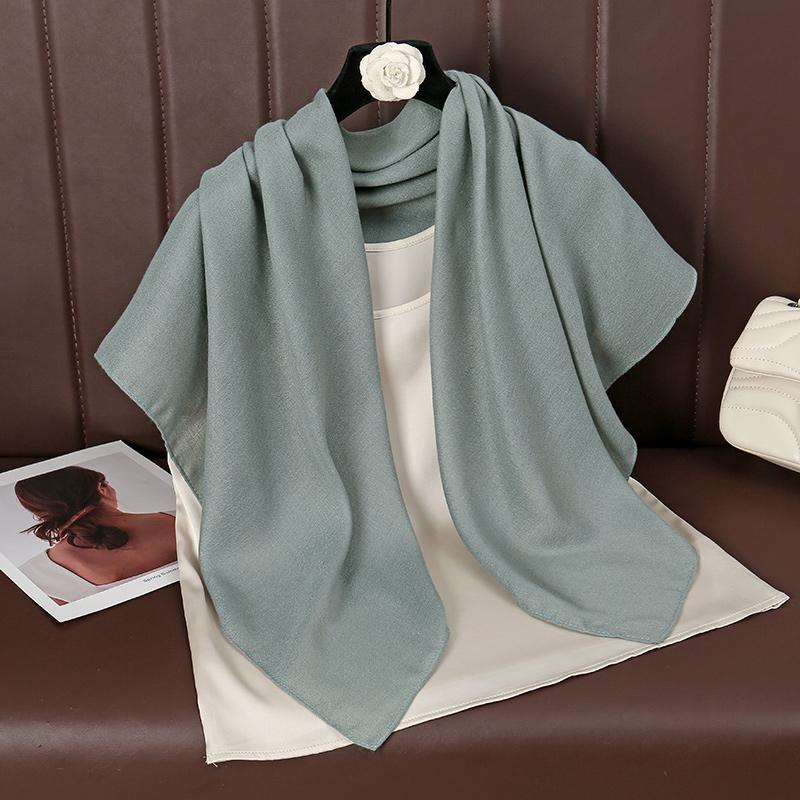 90*90Cm Thin Soft Square Scarves For Women Simplicity Solid Color Cotton Linen Headscarf Muslim Female'S Hijabs Bag Accessories