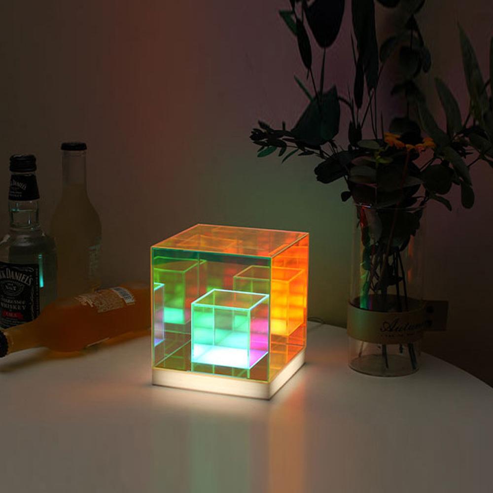 

Desktop 3D Magic Cube Triangle Geometric Night Light Creative Gaming Room Bedroom Desktop LED Light Gift Decoration Night Light