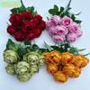 9 Forks Silk Rose Artificial Flower Bouquet For Wedding,Home Decor,Valentine's Day Gift, Room Table Decor,Scenery Decor