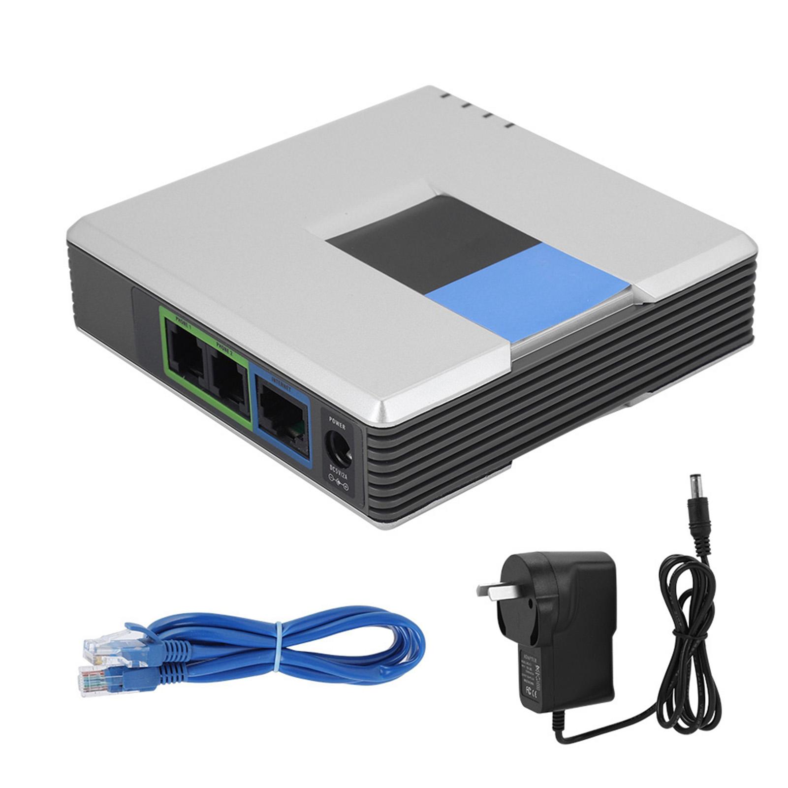 Gateway VoIP Telefono Internet Adattatore 2 Porte SIP Cavo RJ45 Per Linksys PAP2T