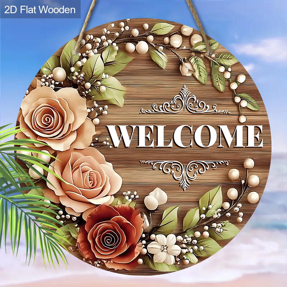 1 pz Cartello Sospeso in Legno Benvenuto Cartello Benvenuto Decorazione Murale Decorazione Porta Primavera Decorazione Giardino Cortile Festa Decorazione Portico Rustico Decorazione Casa 7,87