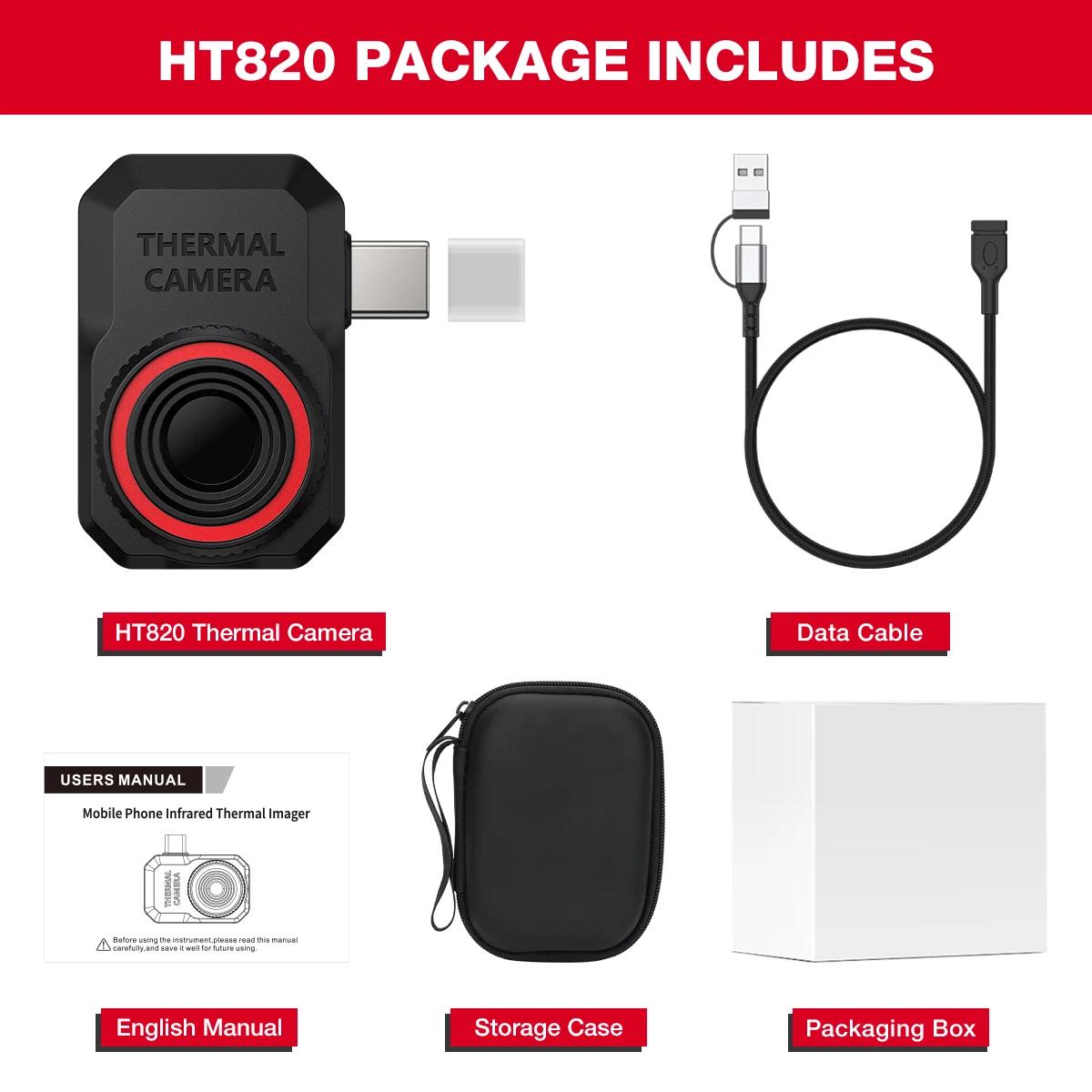 

Тепловизионная камера HT820 256x192 для ремонта инфракрасного тепловизора Android с функцией отслеживания высоких/низких температур