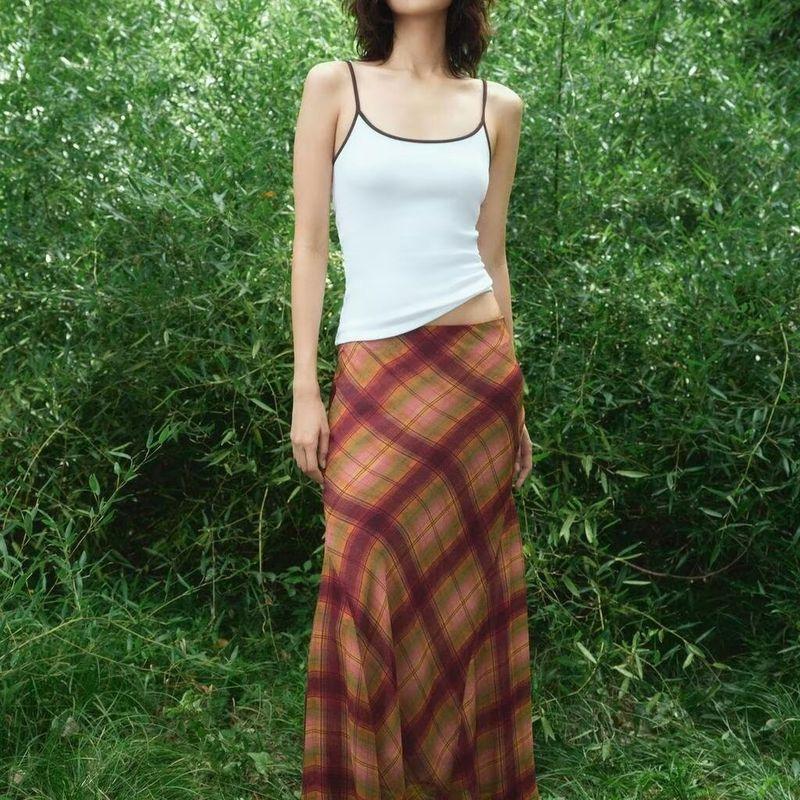 Za New Fall Women's Clothing 2025 Fashion Style Fashion Half-Length Gingham Mid-Waist Dress 8389037 605